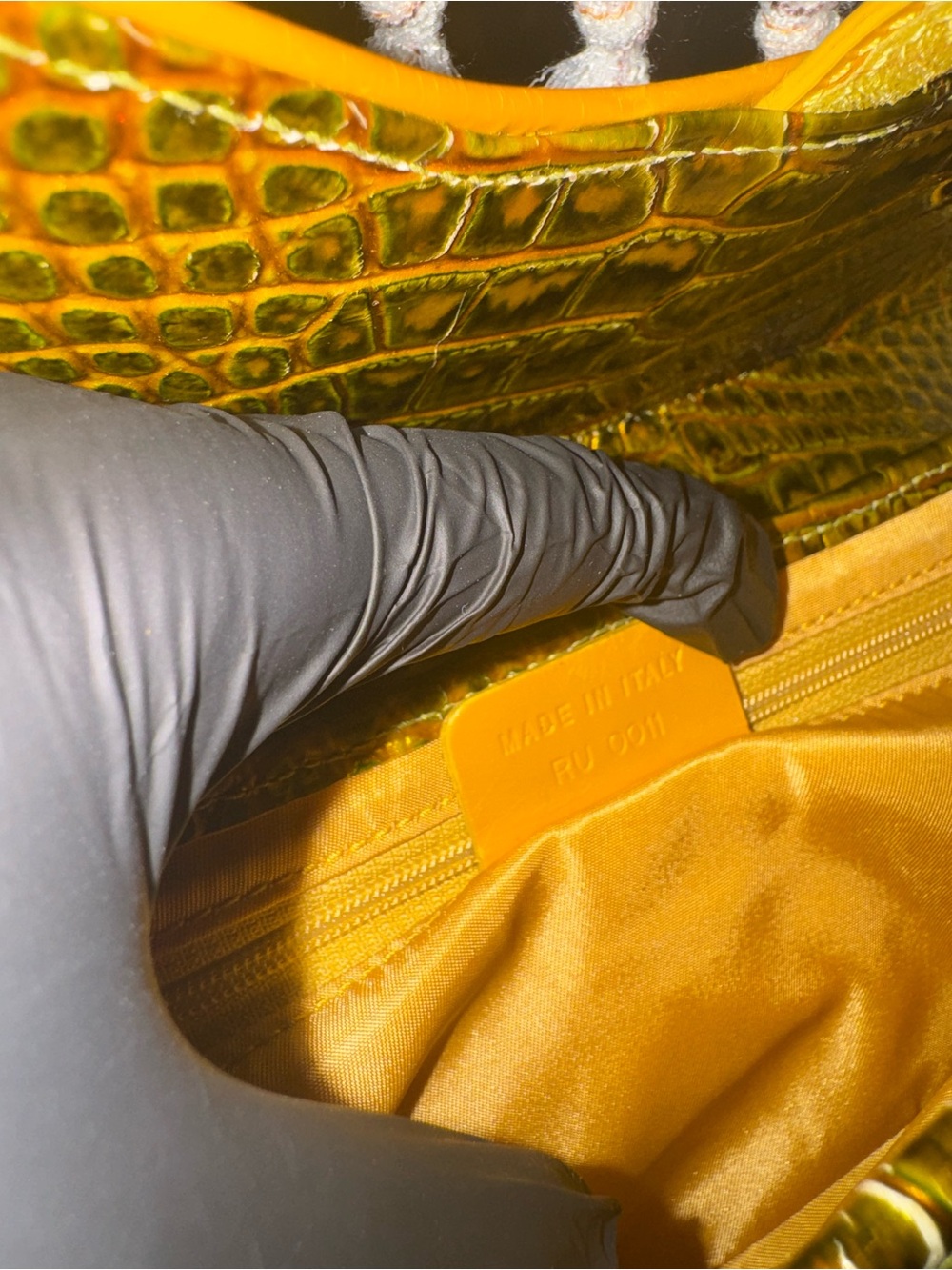 Rare Vintage Dior Saddle Bag with Yellow Croc-Embossed and Gold Hardware - Picture 12 of 16